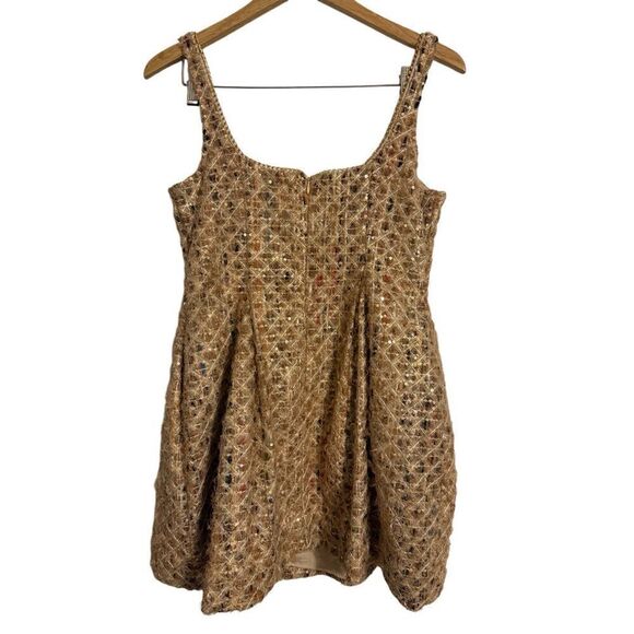 Brand New Anthropologie Maeve Tweed Fit & Flare Mini Dress Neutral 12 Petite - Picture 5 of 16